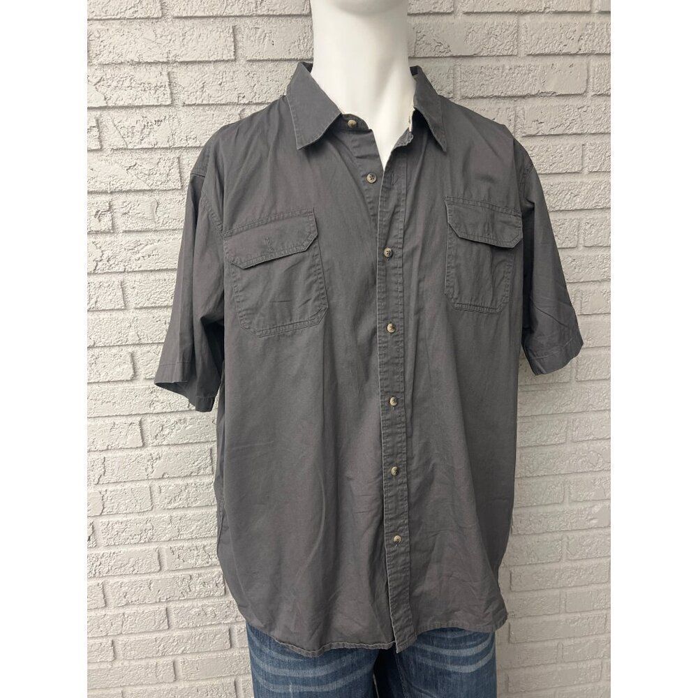 Wrangler Men Gray Short Sleeve Shirt Size 2XL